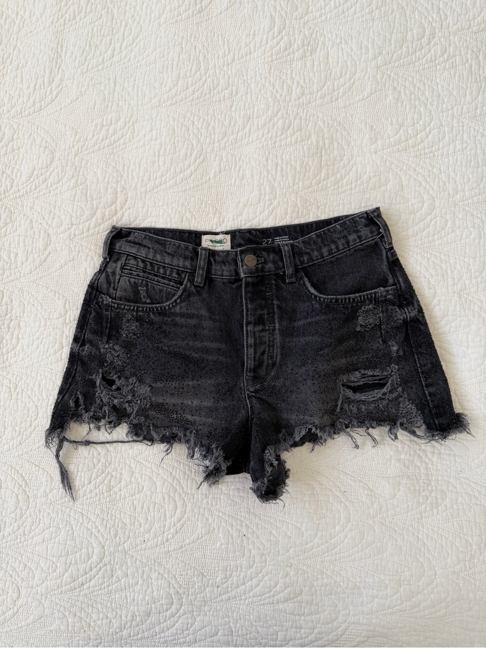Pilcro Black Distressed Cutoff Denim Shorts